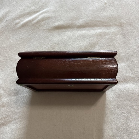 Vintage Wood Floral Tapestry Jewelry Box with Removeable Tray Mirror 8x3.5x5" - Picture 2 of 16